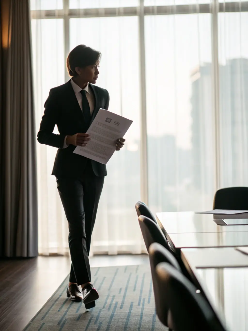 A person confidently presenting a resume during a job interview, highlighting their skills and experience. The setting is a modern office, and the atmosphere is positive and engaging.